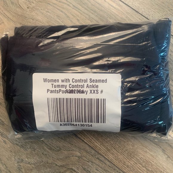 NWT WOMEN WITH CONTROL SEAMED TUMMY CONTROL ANKLE PANTS W/POCKETS NAVY XXS - Picture 7 of 9